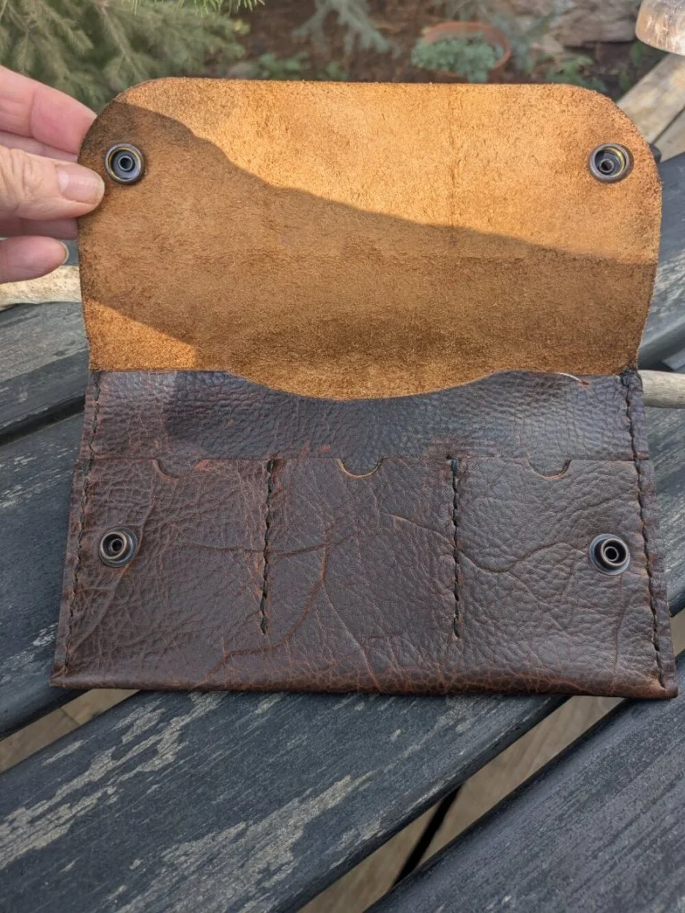 Handcrafted Artisan Brown Leather Long Wallet/Checkbook Cover by Paul's Leather